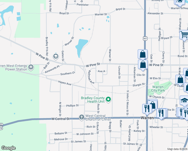 map of restaurants, bars, coffee shops, grocery stores, and more near 22 Davenport Street in Warren