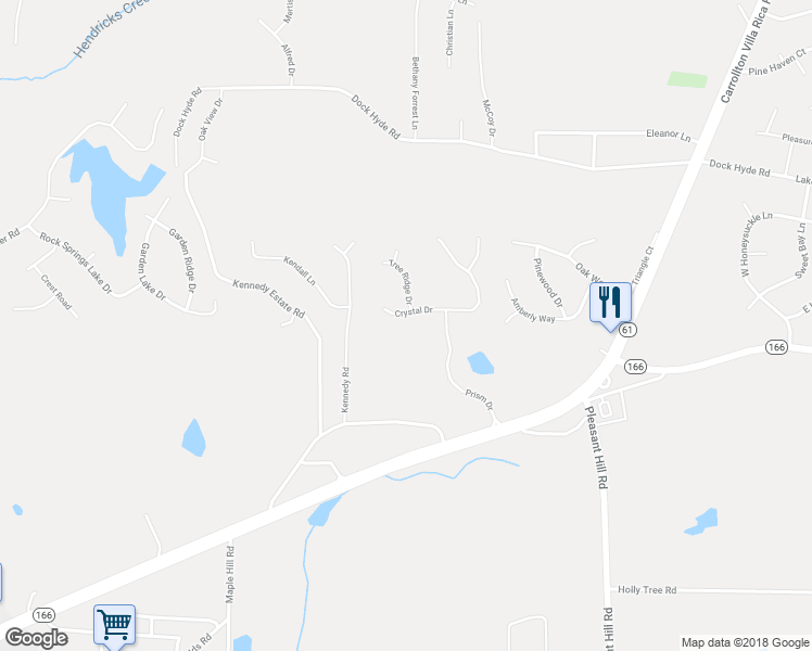map of restaurants, bars, coffee shops, grocery stores, and more near 414 Crystal Drive in Carrollton