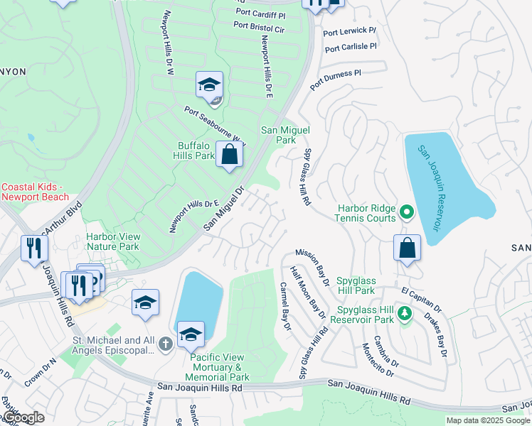 map of restaurants, bars, coffee shops, grocery stores, and more near 2104 Yacht Grayling in Newport Beach