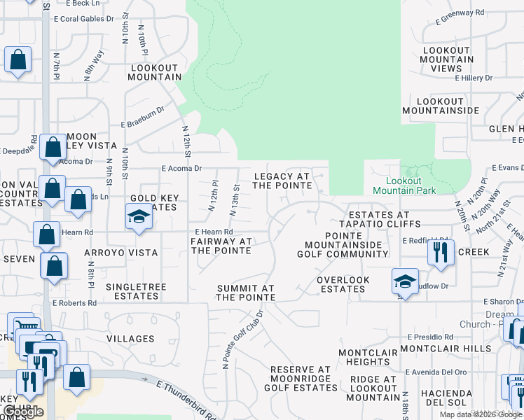 map of restaurants, bars, coffee shops, grocery stores, and more near 14249 North 14th Street in Phoenix