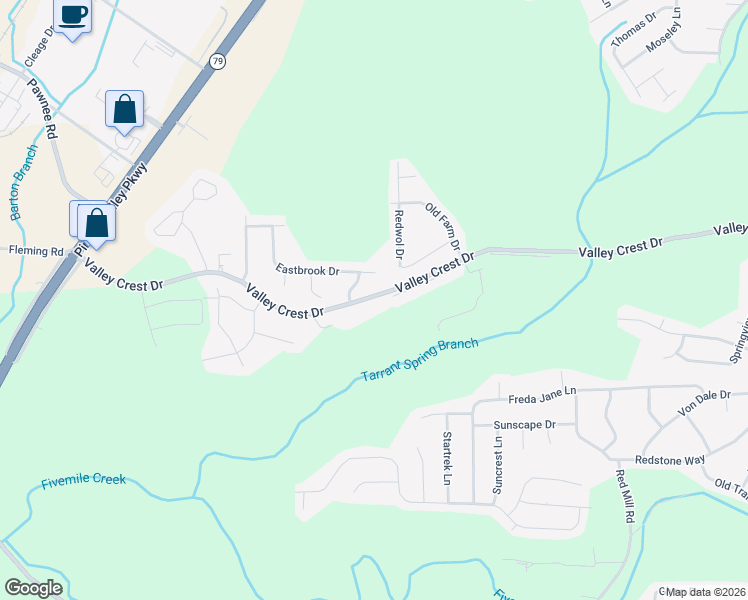 map of restaurants, bars, coffee shops, grocery stores, and more near 443 Valley Crest Drive in Birmingham