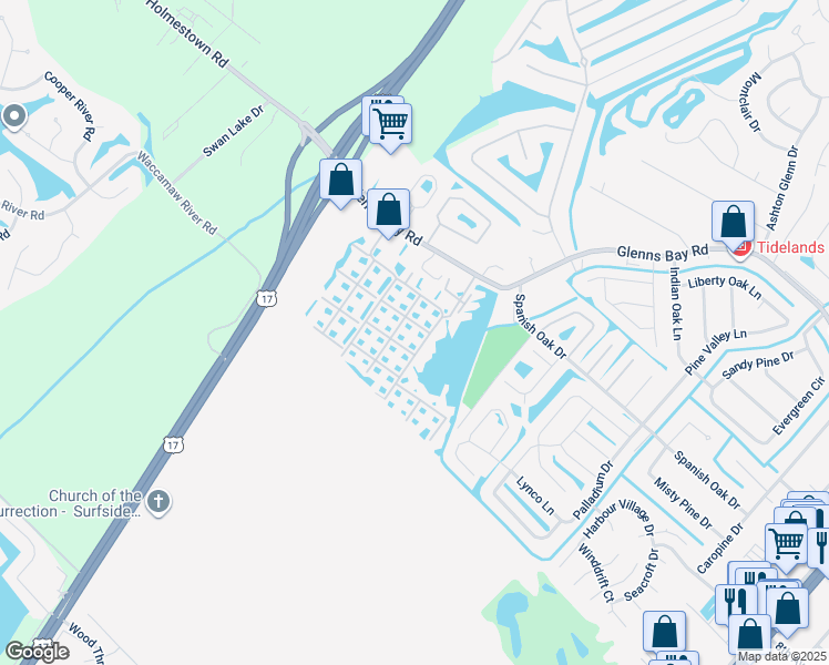 map of restaurants, bars, coffee shops, grocery stores, and more near 8755 Chandler Drive in Surfside Beach