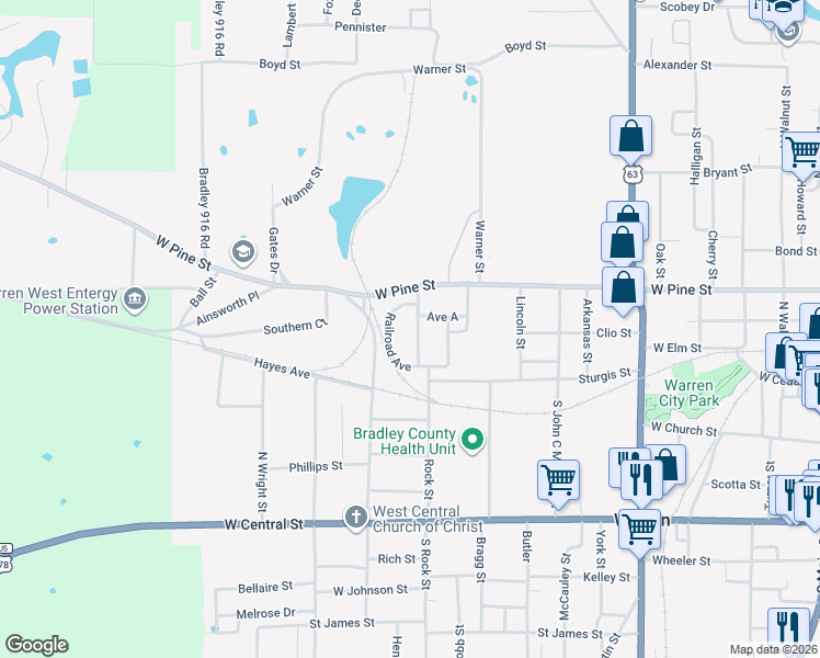 map of restaurants, bars, coffee shops, grocery stores, and more near 22 Davenport Street in Warren