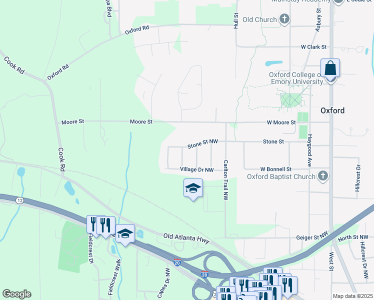 map of restaurants, bars, coffee shops, grocery stores, and more near 10228 Stone Street Northwest in Covington
