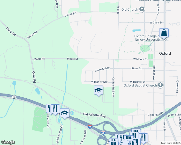 map of restaurants, bars, coffee shops, grocery stores, and more near 10228 Stone Street Northwest in Covington