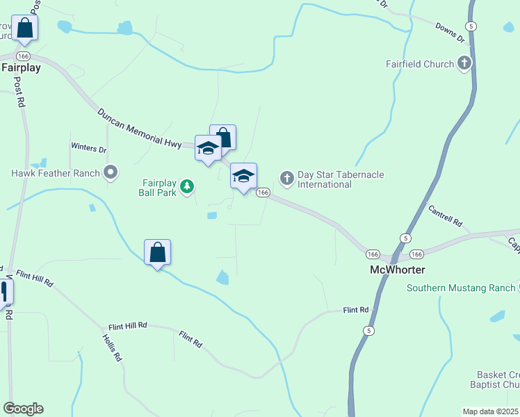 map of restaurants, bars, coffee shops, grocery stores, and more near 8251 Georgia 166 in Douglasville