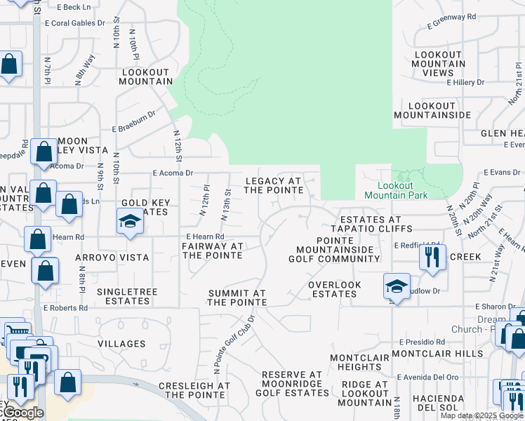 map of restaurants, bars, coffee shops, grocery stores, and more near 14249 North 14th Street in Phoenix