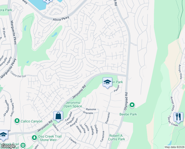 map of restaurants, bars, coffee shops, grocery stores, and more near 28222 Zurburan in Mission Viejo