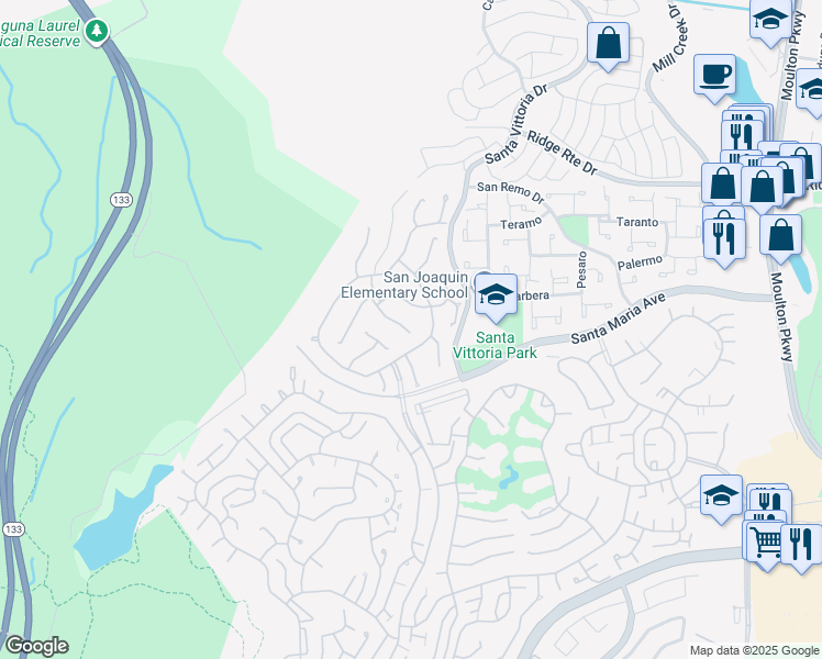 map of restaurants, bars, coffee shops, grocery stores, and more near 5149 Miembro in Laguna Woods