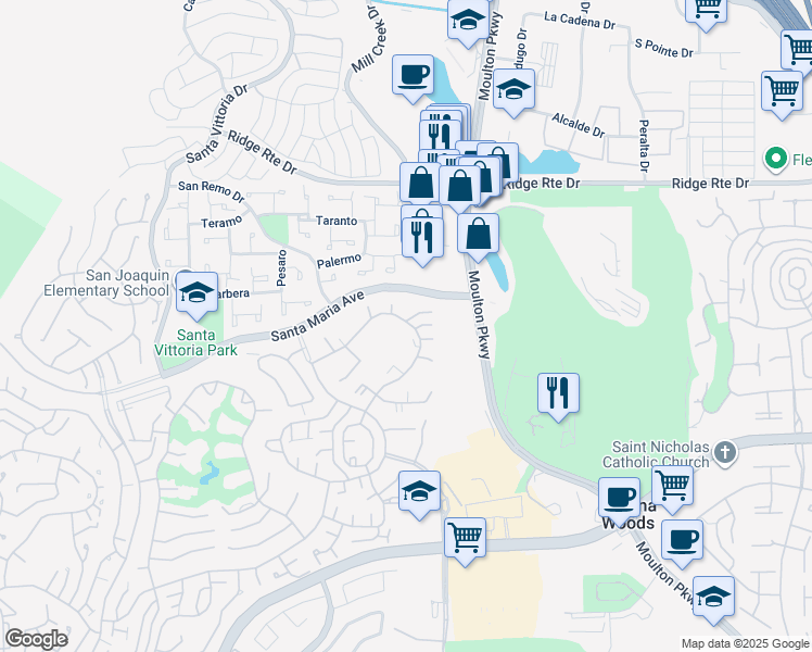 map of restaurants, bars, coffee shops, grocery stores, and more near 3125 Via Serena North in Laguna Woods