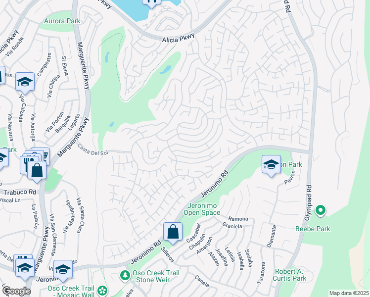 map of restaurants, bars, coffee shops, grocery stores, and more near 28026 Vía Chocano in Mission Viejo