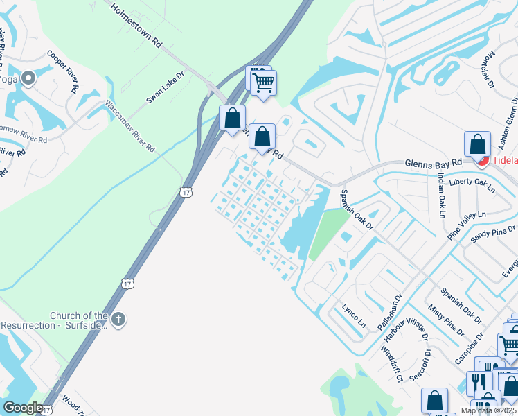map of restaurants, bars, coffee shops, grocery stores, and more near 8796 Cloister Drive in Myrtle Beach