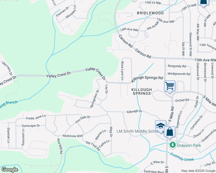 map of restaurants, bars, coffee shops, grocery stores, and more near 1141 Lay Drive in Birmingham