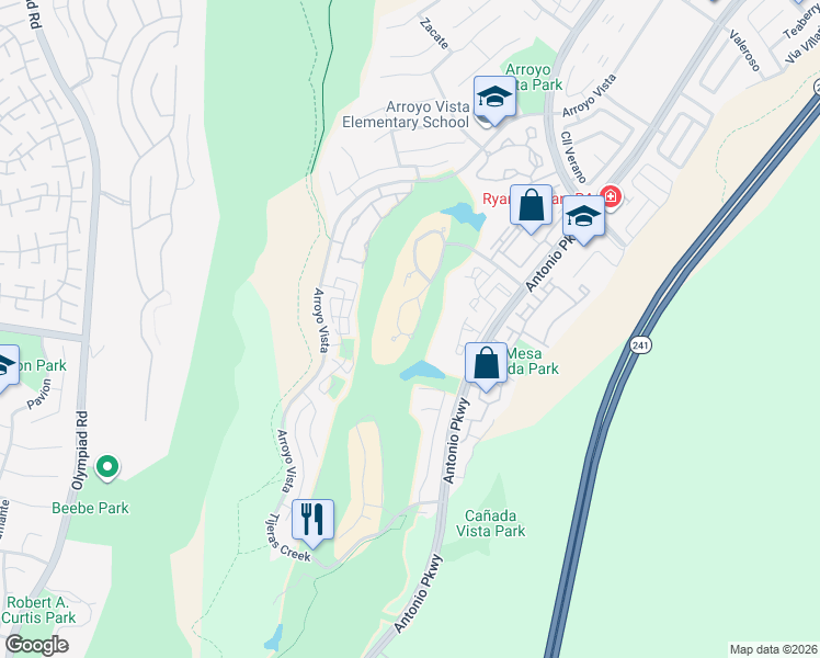 map of restaurants, bars, coffee shops, grocery stores, and more near 2 Vista Frondosa in Rancho Santa Margarita