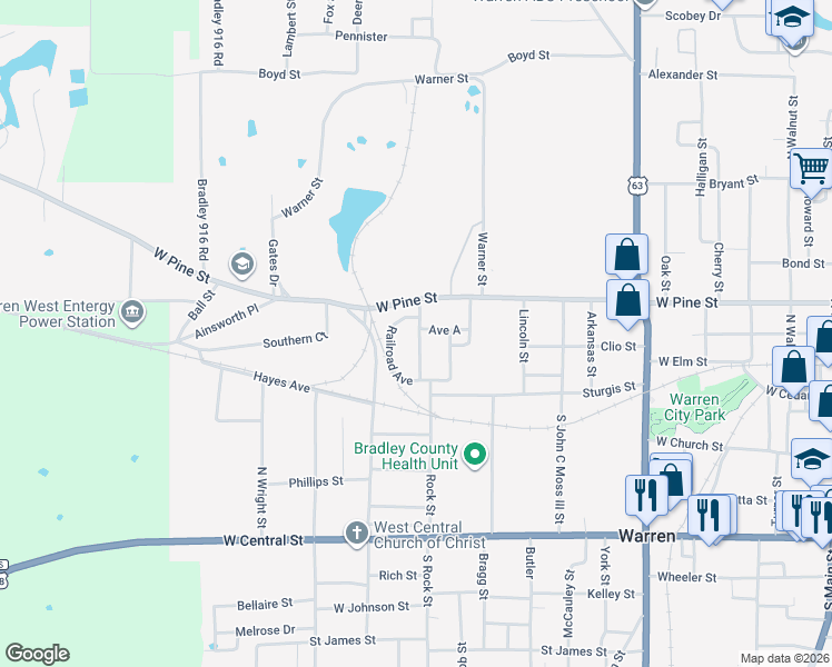 map of restaurants, bars, coffee shops, grocery stores, and more near 22 Davenport Street in Warren