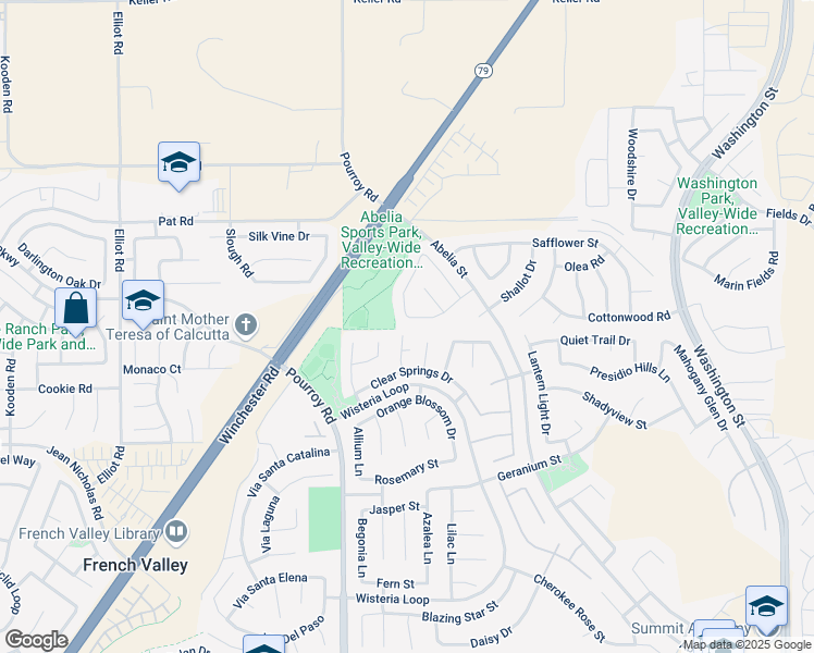 map of restaurants, bars, coffee shops, grocery stores, and more near 32133 Kale Lane in Winchester