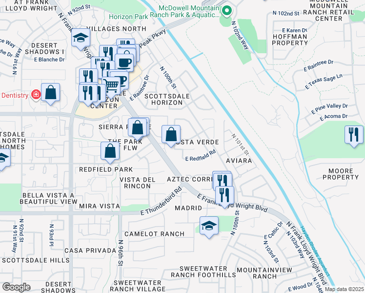 map of restaurants, bars, coffee shops, grocery stores, and more near 9848 East Winchcomb Drive in Scottsdale