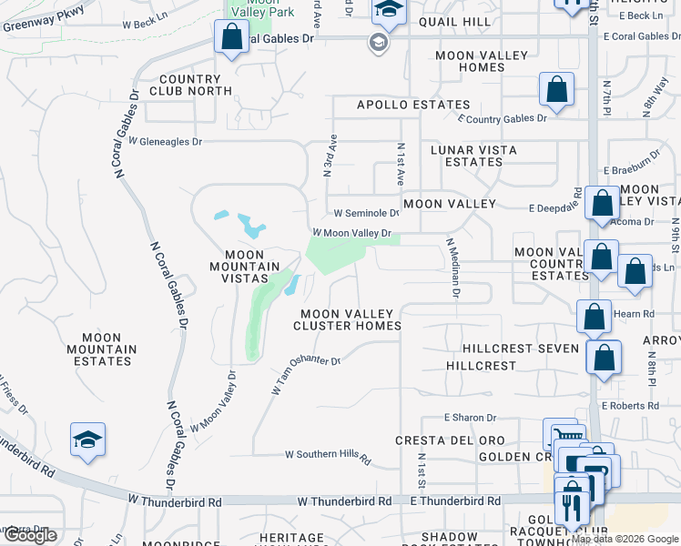 map of restaurants, bars, coffee shops, grocery stores, and more near 14266 North 2nd Avenue in Phoenix