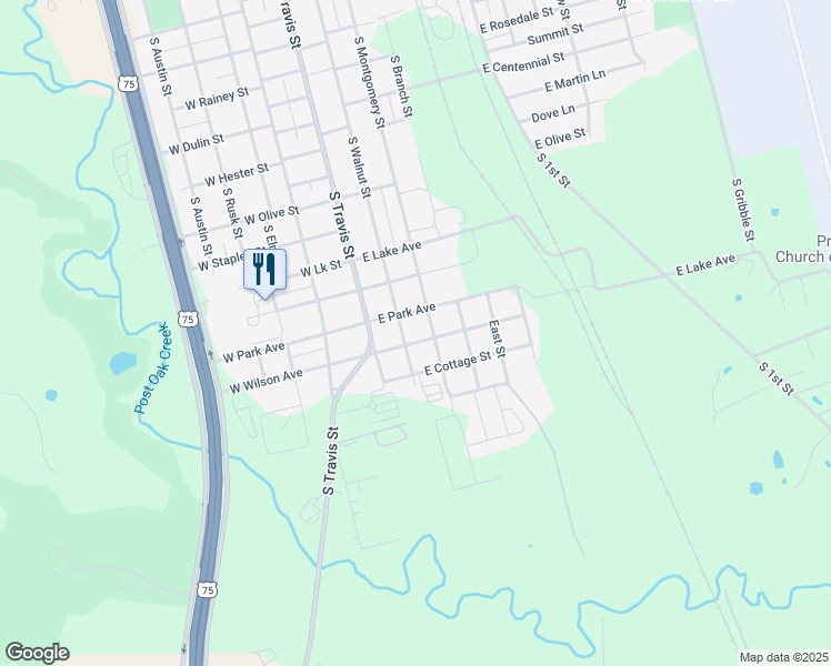 map of restaurants, bars, coffee shops, grocery stores, and more near 207 East Wilson Avenue in Sherman