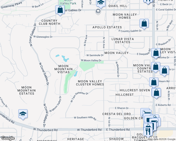 map of restaurants, bars, coffee shops, grocery stores, and more near 14266 North 2nd Avenue in Phoenix