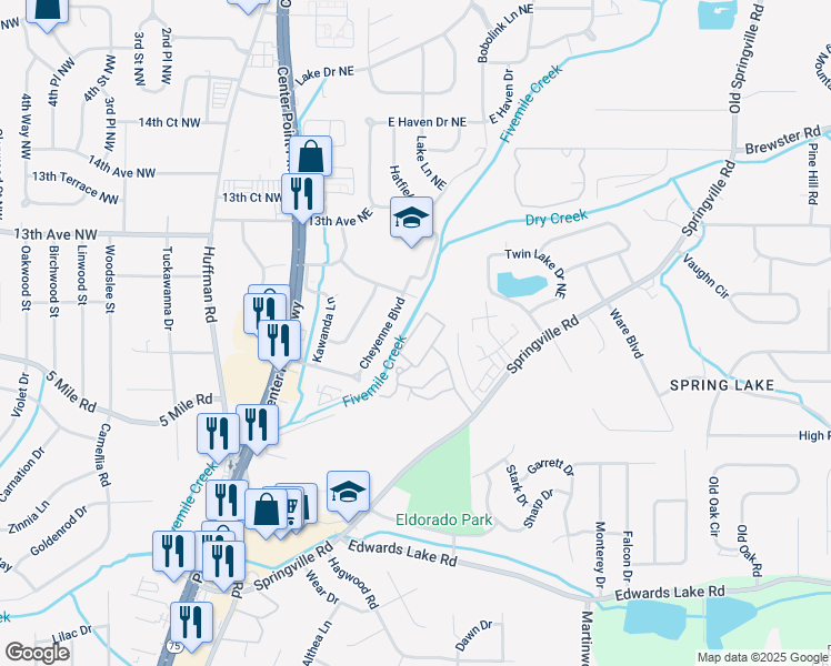map of restaurants, bars, coffee shops, grocery stores, and more near 1138 Florentine Circle in Birmingham