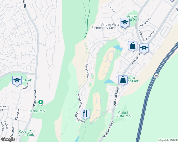 map of restaurants, bars, coffee shops, grocery stores, and more near 35 Vía Encanto in Rancho Santa Margarita