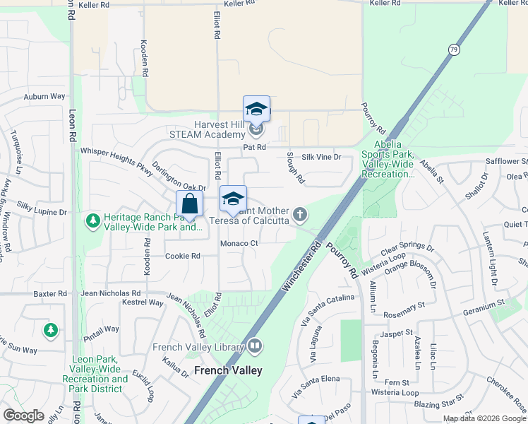 map of restaurants, bars, coffee shops, grocery stores, and more near 31672 Vintners Pointe Court in Winchester