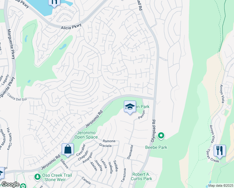 map of restaurants, bars, coffee shops, grocery stores, and more near 28292 Zurburan in Mission Viejo