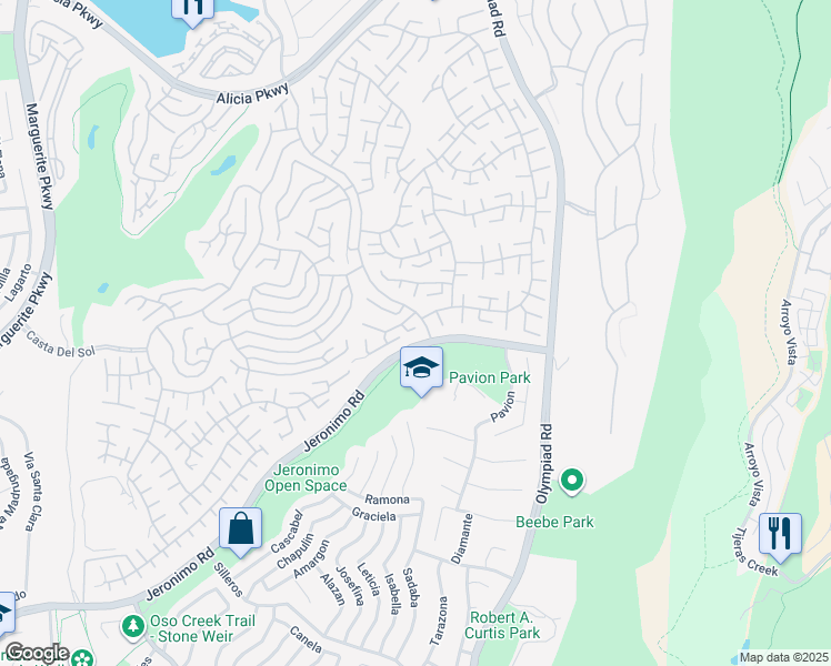 map of restaurants, bars, coffee shops, grocery stores, and more near 28292 Zurburan in Mission Viejo
