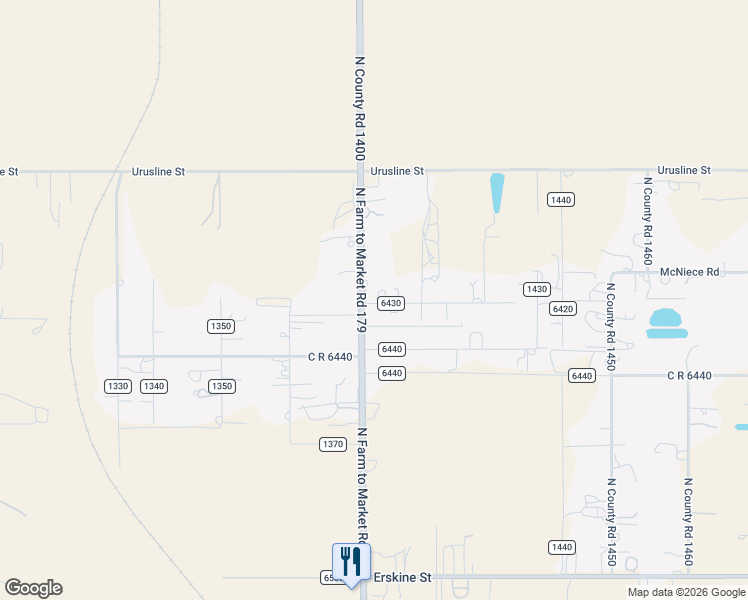 map of restaurants, bars, coffee shops, grocery stores, and more near 1600 North F M 179 in Lubbock