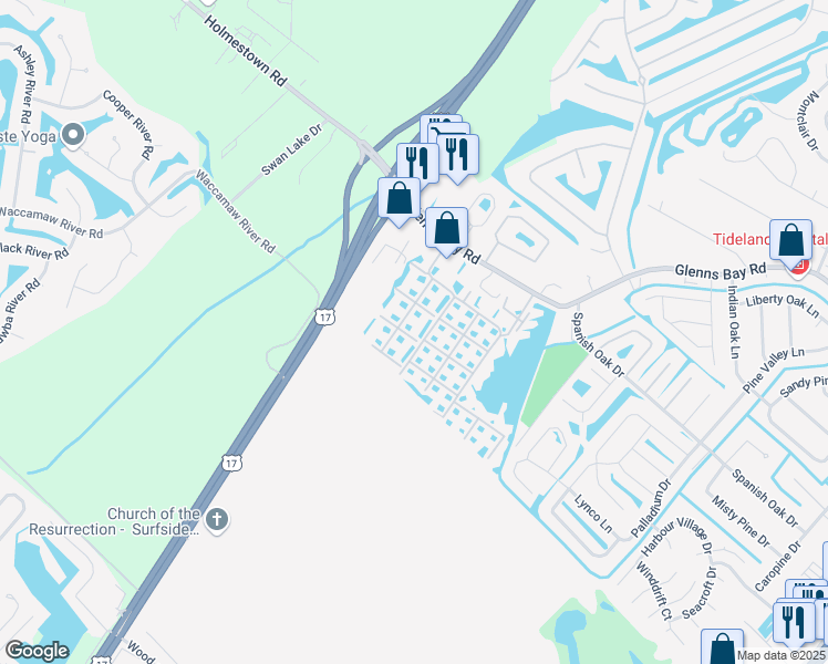 map of restaurants, bars, coffee shops, grocery stores, and more near 2266 Huntingdon Drive in Myrtle Beach