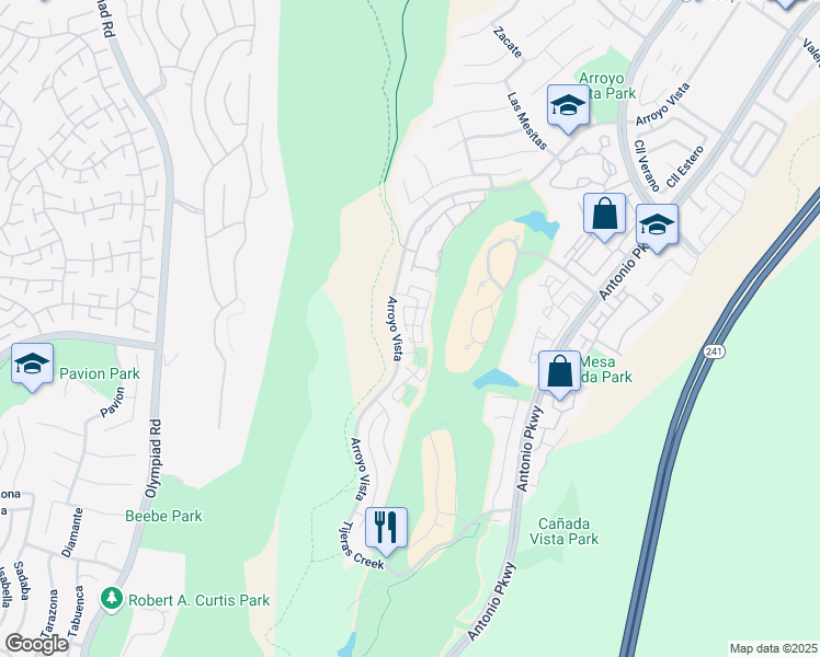 map of restaurants, bars, coffee shops, grocery stores, and more near 2 Vía Floria in Rancho Santa Margarita