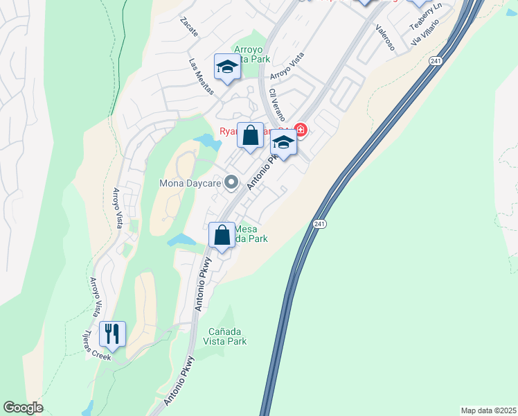 map of restaurants, bars, coffee shops, grocery stores, and more near 83 Rabano in Rancho Santa Margarita