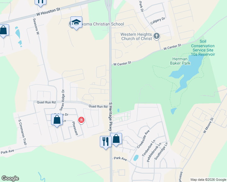 map of restaurants, bars, coffee shops, grocery stores, and more near 900 South Heritage Parkway in Sherman