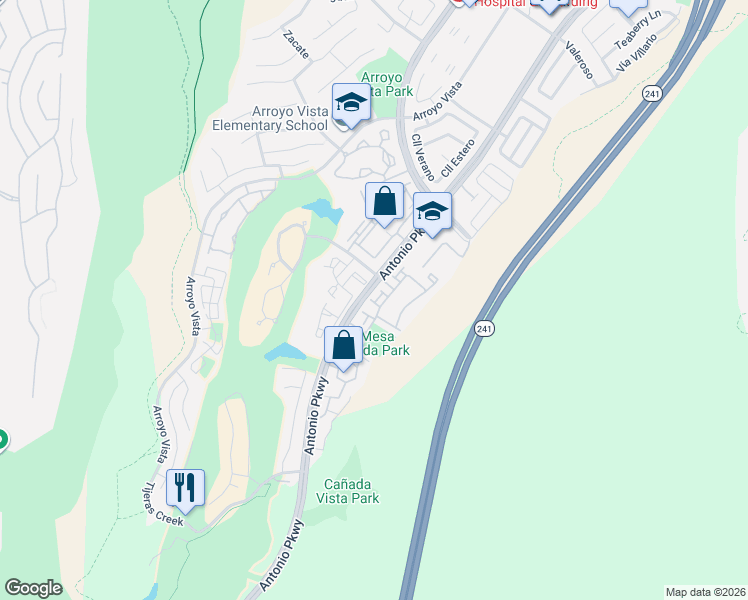 map of restaurants, bars, coffee shops, grocery stores, and more near 85 Pomelo in Rancho Santa Margarita