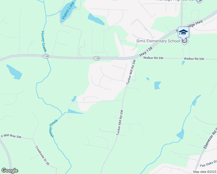 map of restaurants, bars, coffee shops, grocery stores, and more near 2709 Westport Lane Southwest in Conyers