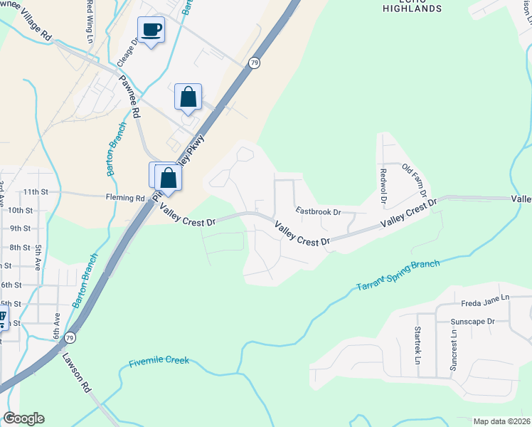 map of restaurants, bars, coffee shops, grocery stores, and more near 612 Timberline Way in Birmingham