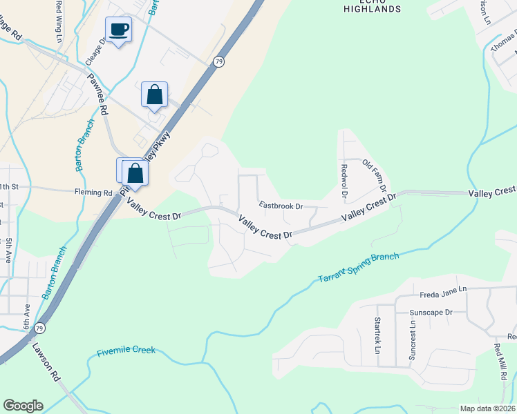 map of restaurants, bars, coffee shops, grocery stores, and more near 1104 Vail Circle in Birmingham