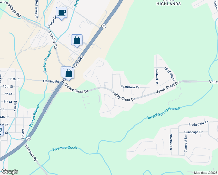 map of restaurants, bars, coffee shops, grocery stores, and more near 612 Timberline Way in Birmingham