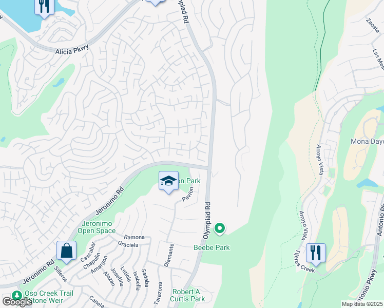 map of restaurants, bars, coffee shops, grocery stores, and more near 23792 Villena in Mission Viejo