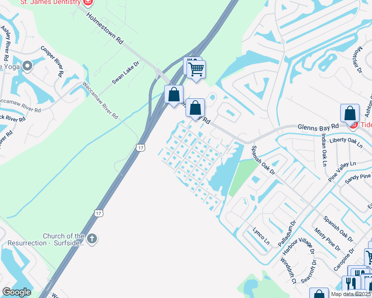 map of restaurants, bars, coffee shops, grocery stores, and more near 2266 Huntingdon Drive in Myrtle Beach