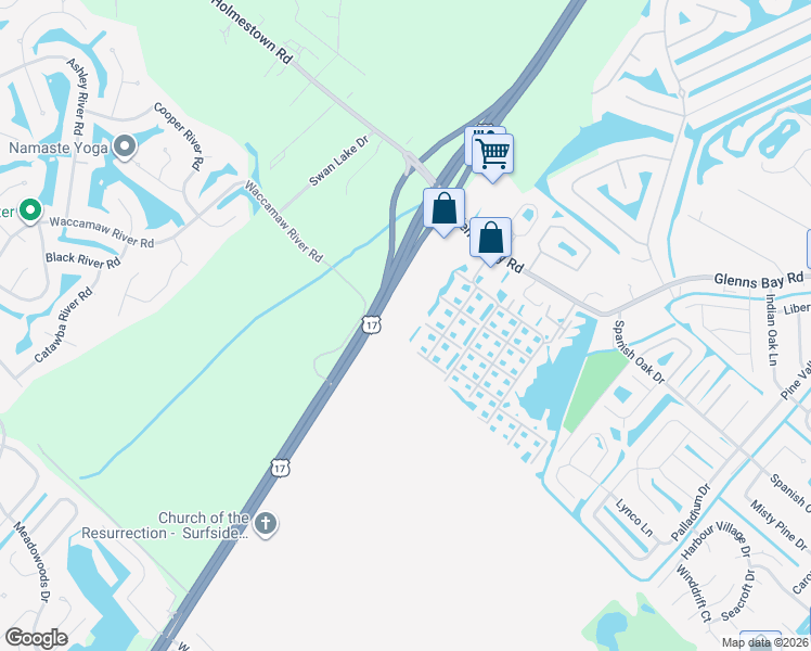 map of restaurants, bars, coffee shops, grocery stores, and more near 2278 Clearwater Drive in Myrtle Beach
