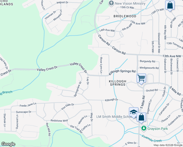 map of restaurants, bars, coffee shops, grocery stores, and more near 1141 Lay Drive in Birmingham