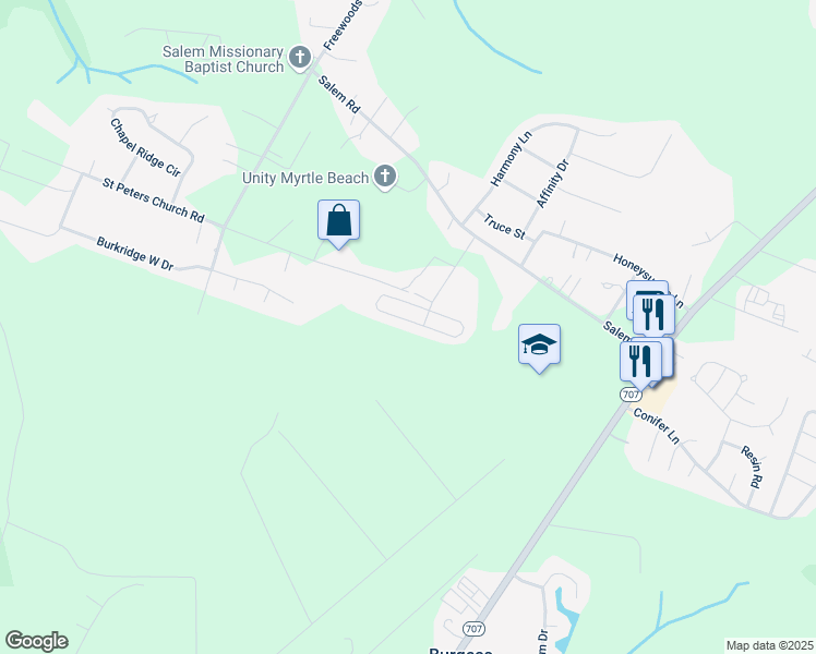 map of restaurants, bars, coffee shops, grocery stores, and more near 1172 Jumper Trail Circle in Myrtle Beach