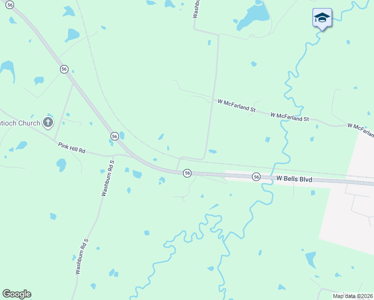 map of restaurants, bars, coffee shops, grocery stores, and more near 121 Washburn Road North in Bells