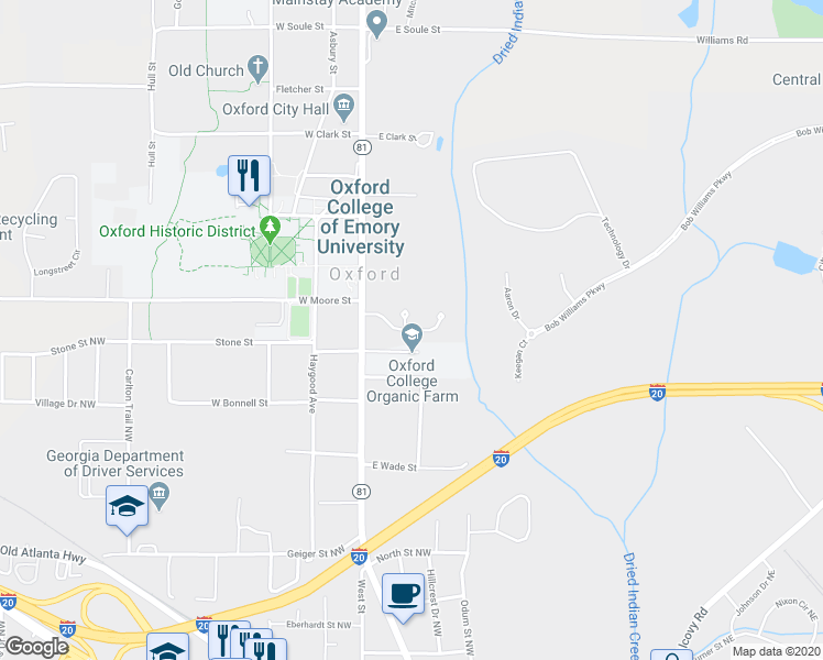 map of restaurants, bars, coffee shops, grocery stores, and more near 60 Wentworth Drive in Oxford