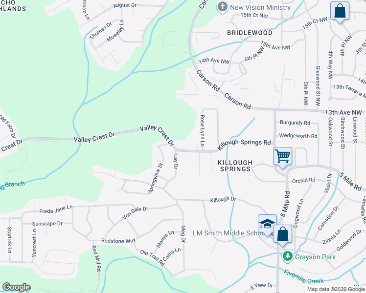 map of restaurants, bars, coffee shops, grocery stores, and more near 1141 Lay Drive in Birmingham