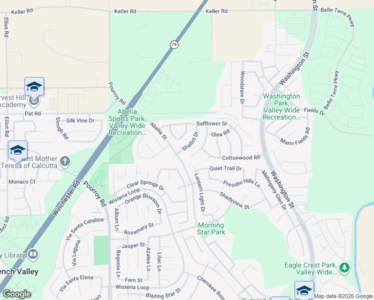 map of restaurants, bars, coffee shops, grocery stores, and more near 34670 Shallot Drive in Winchester