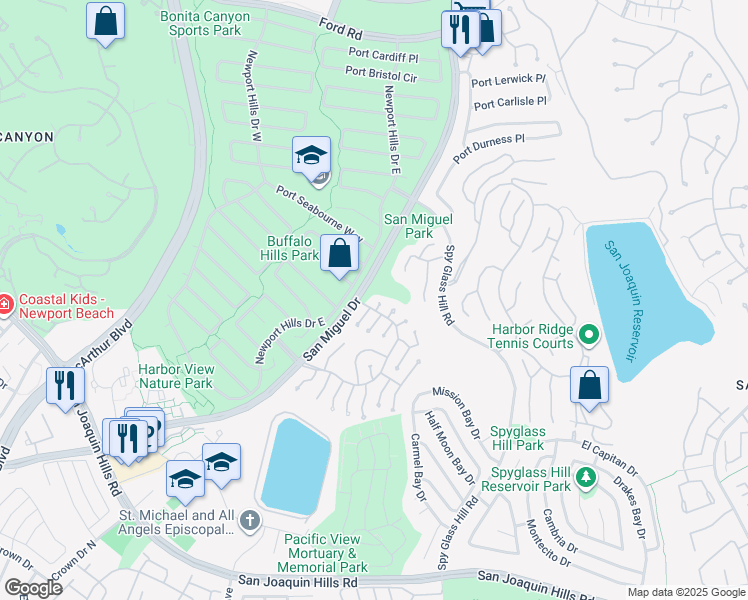 map of restaurants, bars, coffee shops, grocery stores, and more near 2123 Yacht Yankee in Newport Beach
