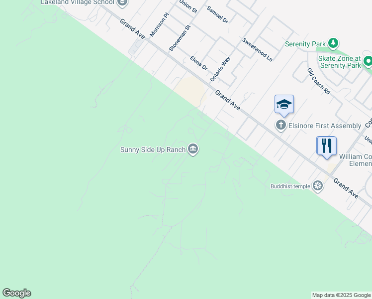 map of restaurants, bars, coffee shops, grocery stores, and more near 34667 Borchard Road in Lake Elsinore